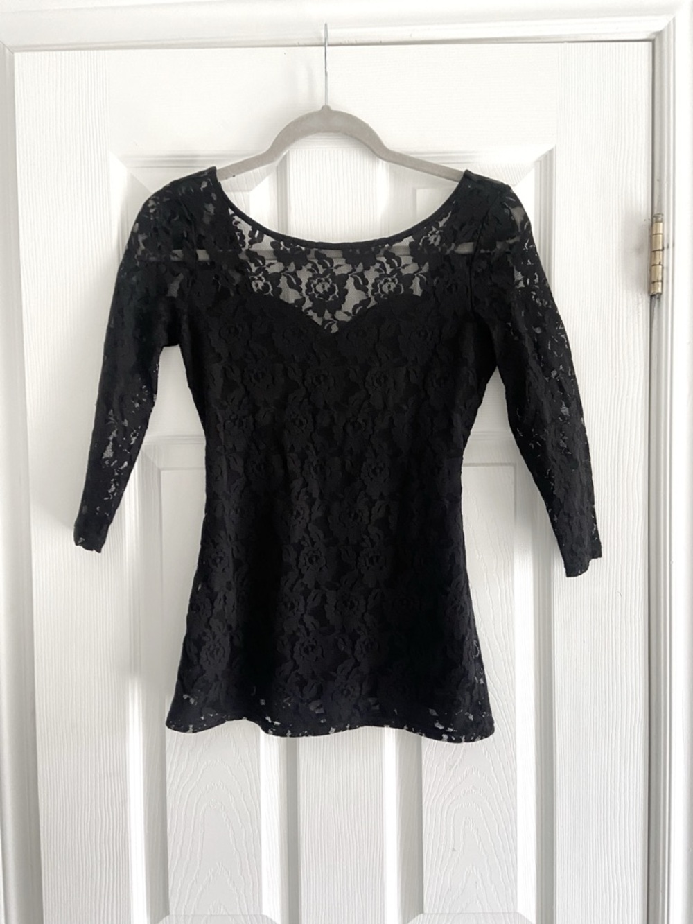 GUESS | Black Lace Scoop Neck Women's Top